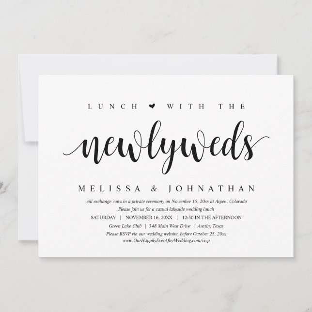 Mariage Elopement, Déjeuner Avec Invitation De Nou (Devant)