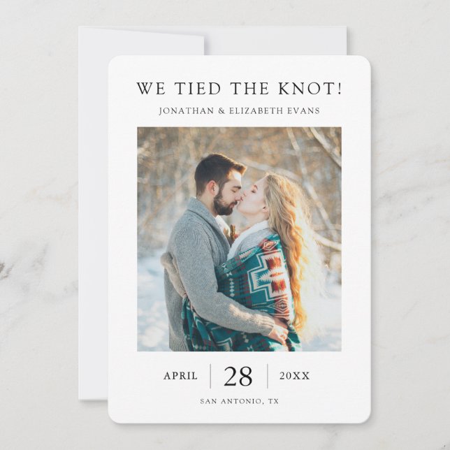 Mariage Elopement Faire-part avec photo (Devant)