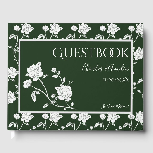 Mariage Emerald Green Rose Livre d'hôtes (Recto)