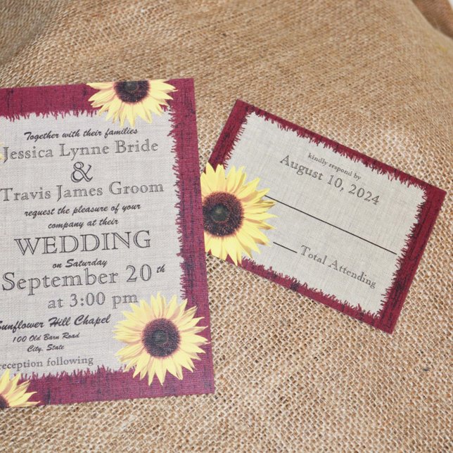 Mariage en bois d'écorce et tournesol RSVP (Créateur téléchargé)