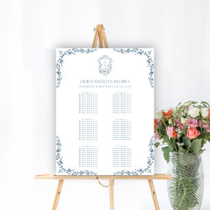 Mariage en crête Vintage bleue 9 Tableau de siège