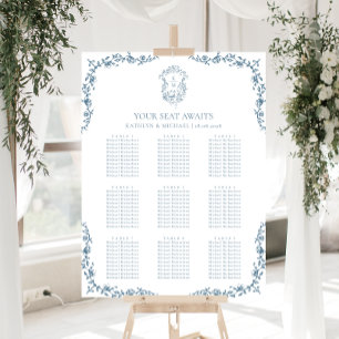 Mariage en crête Vintage bleue 9 Tableau de siège