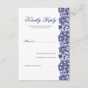 Mariage en dentelle bleu marine RSVP