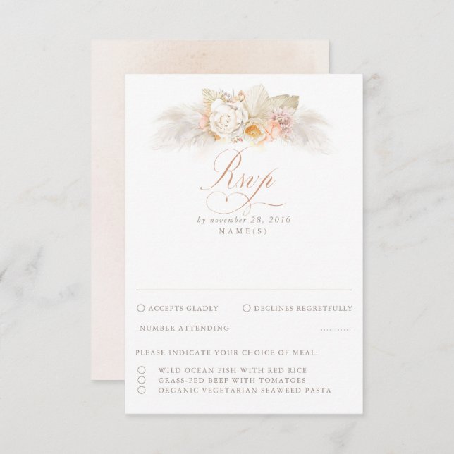 Mariage en feuillage séché Pampas RSVP (Devant / Derrière)