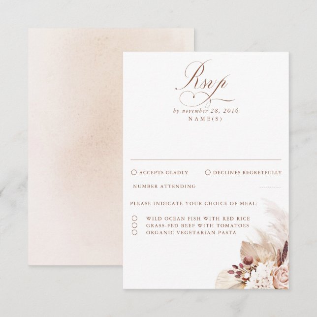 Mariage en feuillage séché Pampas RSVP (Devant / Derrière)