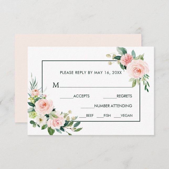 Mariage en Fleur rose rousse RSVP avec choix de re (Devant / Derrière)