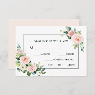 Mariage en Fleur rose rousse RSVP avec choix de re