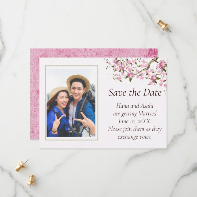 Mariage en fleurs japonais Enregistrer la carte de (Devant/Arrière en situation)