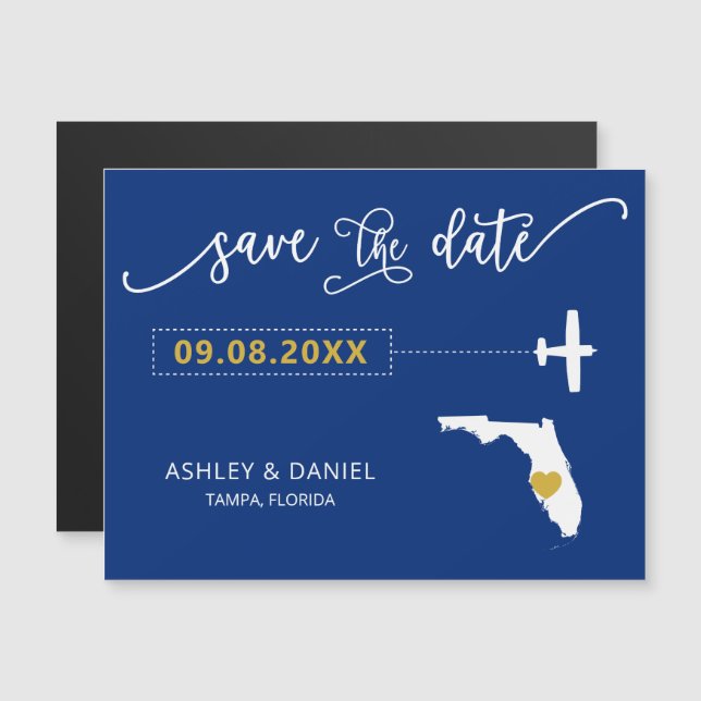 Mariage en Floride Enregistrer la carte de date, C (Devant / Derrière)