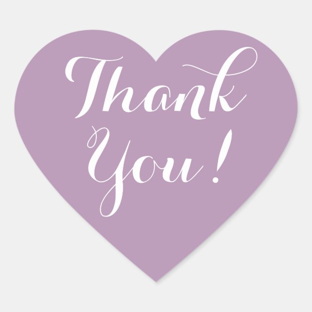 Mariage en forme de coeur violet merci sticker (Devant)