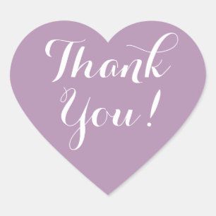 Mariage en forme de coeur violet merci sticker