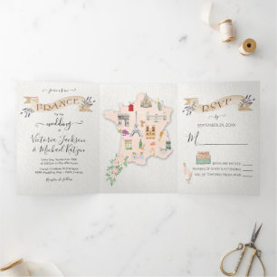 Mariage en France triple invitation