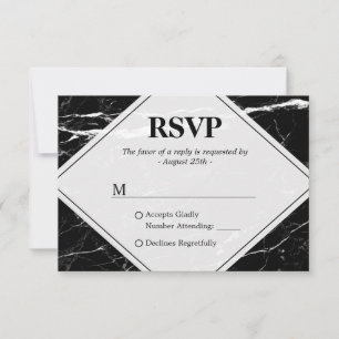 Mariage en marbre blanc noir tendance RSVP