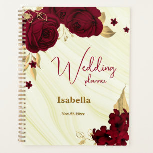 mariage en marbre floral or burgundy