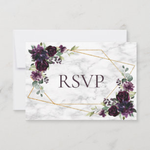 Mariage en marbre rouge prune géométrique or RSVP