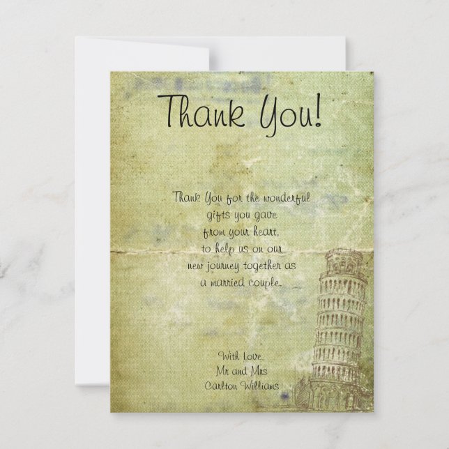 Mariage en Pise Flat Carte de remerciements (Devant)