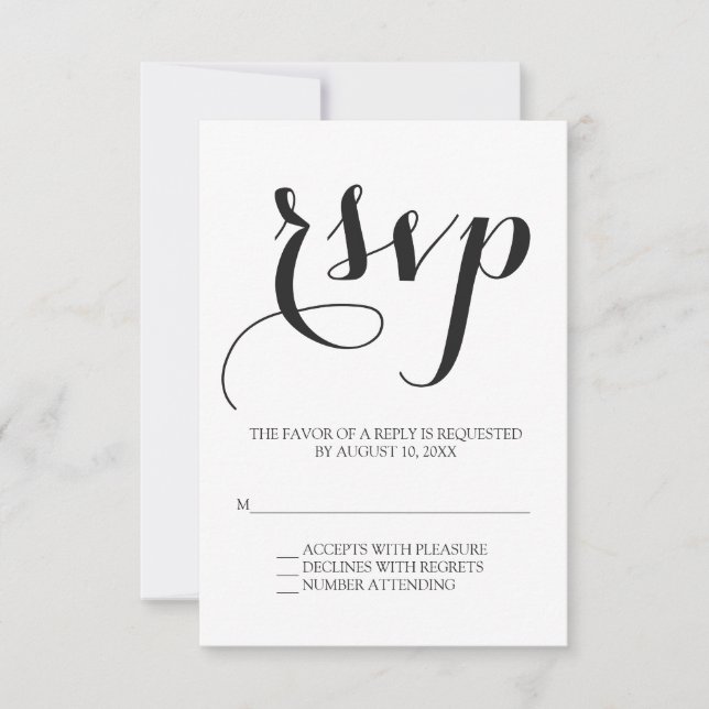 Mariage en script simple RSVP (Devant)