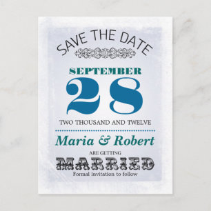 mariage enregistrer la date bleu vintage cartes po