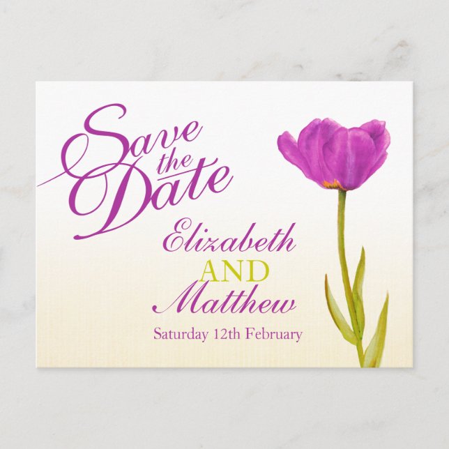 Mariage Enregistrer la date Carte postale violet t (Devant)