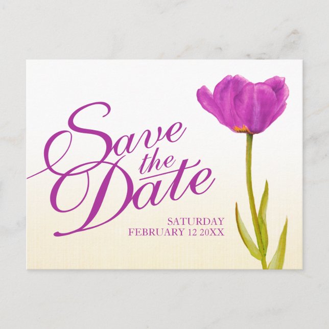 Mariage Enregistrer la date Carte postale violet t (Devant)