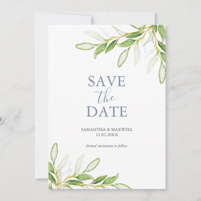 Mariage Enregistrer La Date Invitations Botanique (Devant)