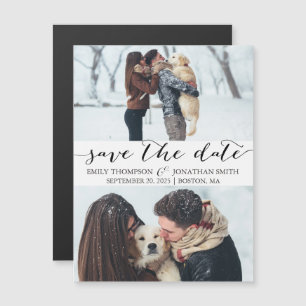 Mariage Enregistrer la date Magnets avec deux phot