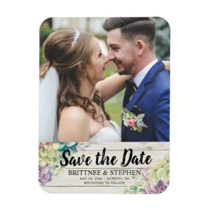 Mariage Enregistrer La Date Photo Magnet Succulent