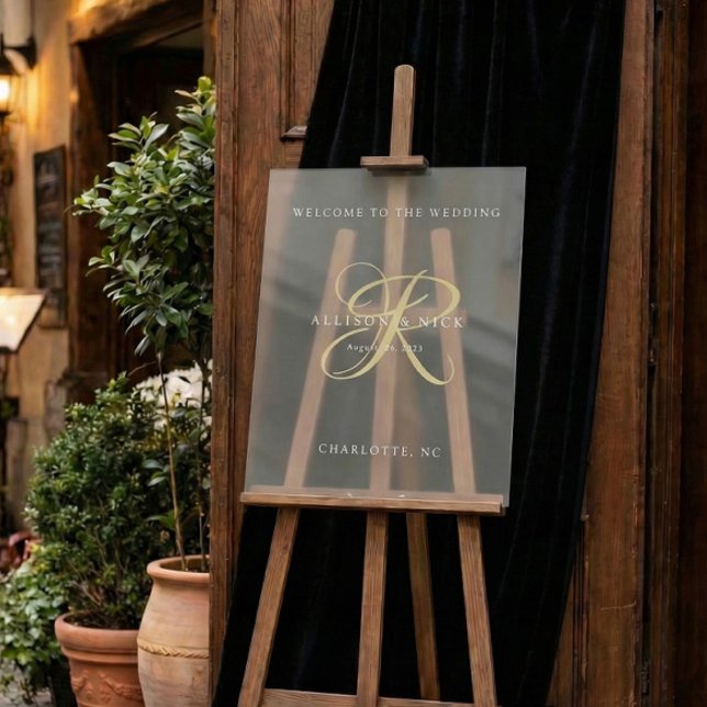 Mariage entrée minimale claire monogramme or (Créateur téléchargé)