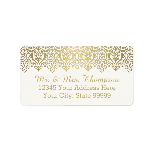 Mariage Enveloppe Étiquette Vintage Golden Lace Él (Devant)