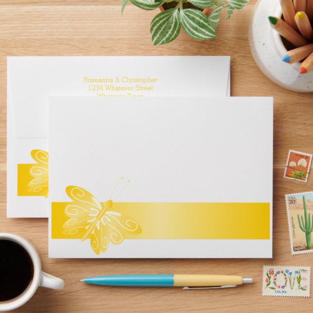 Mariage Enveloppe Papillon jaune (Desk)