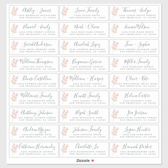Mariage   Étiquettes de adresse invités (Feuille)