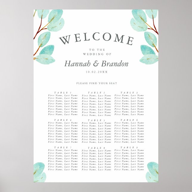 Mariage Eucalyptus Bliss | 9 Tableau | Tableau de  (Devant)
