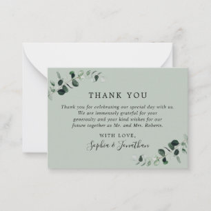 Mariage Eucalyptus Sage Mini Remerciements Carte N