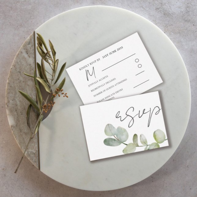 Mariage Eucalyptus Vert Sage Rustique RSVP (Créateur téléchargé)