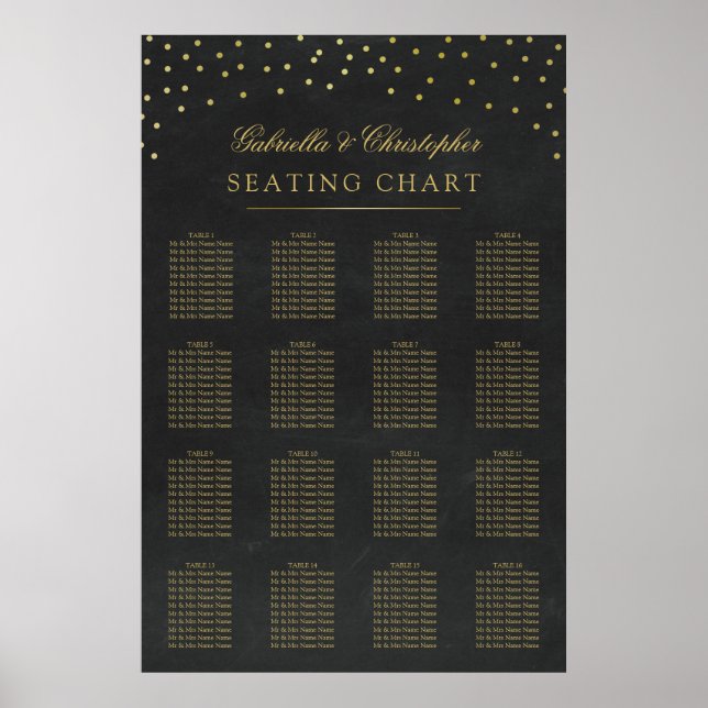 Mariage Faux Gold Confetti Tableau 16 Tableau (Devant)
