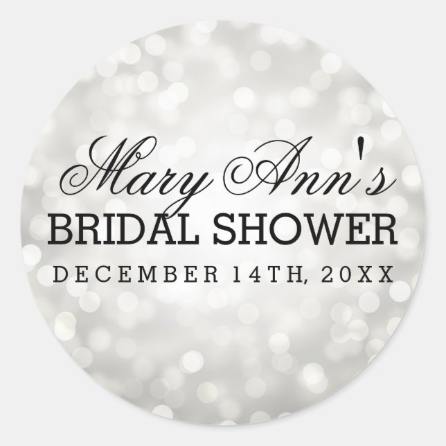 Mariage Favor Étiquette Parties scintillant argent (Devant)