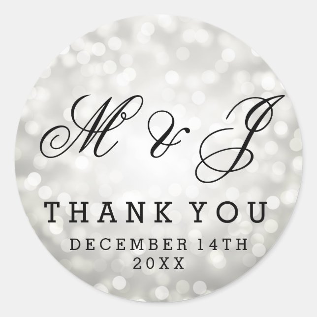 Mariage Favor Étiquette Parties scintillant argent (Devant)