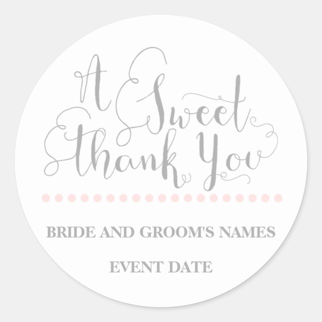 MARIAGE FAVOR STICKER phrase "Un Merci doux" (Devant)