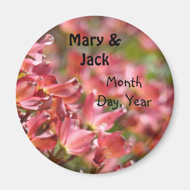 Mariage favorise magnet Floral Bridal Set Date de  (Devant)