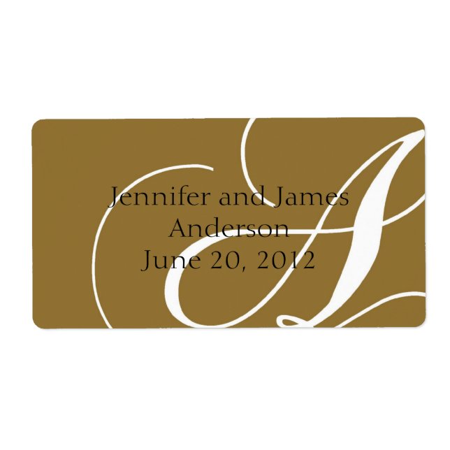 Mariage Favoriser Étiquette Gold Monogramme A (Devant)