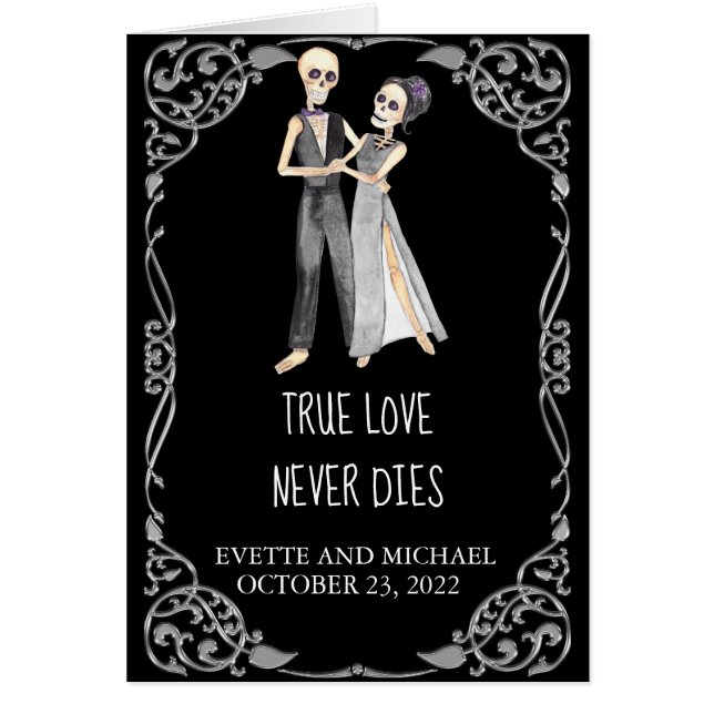 Mariage Félicitations Halloween Skeleton Couple (Devant)