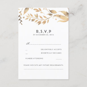 Mariage Feuille blanc et or RSVP
