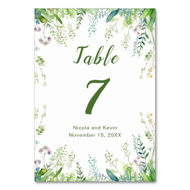 Mariage Feuille Eucalyptus Green Numéro de table (Par défaut)