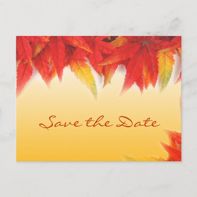 Mariage feuille rouge automne sauf la date carte p (Devant)