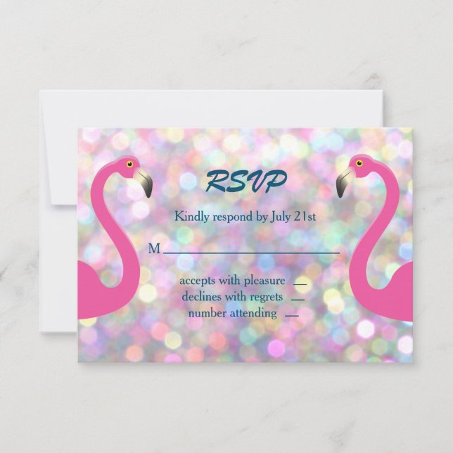 Mariage Flamant rose pétillant RSVP (Devant)