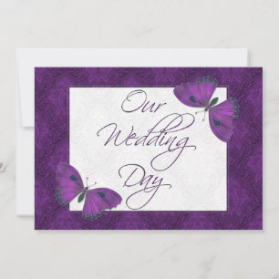 Mariage Flat Invitation Papillon Brocade violet