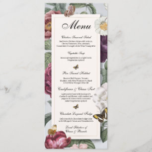 Mariage Fleur Floral Butterfly Vintage Menu