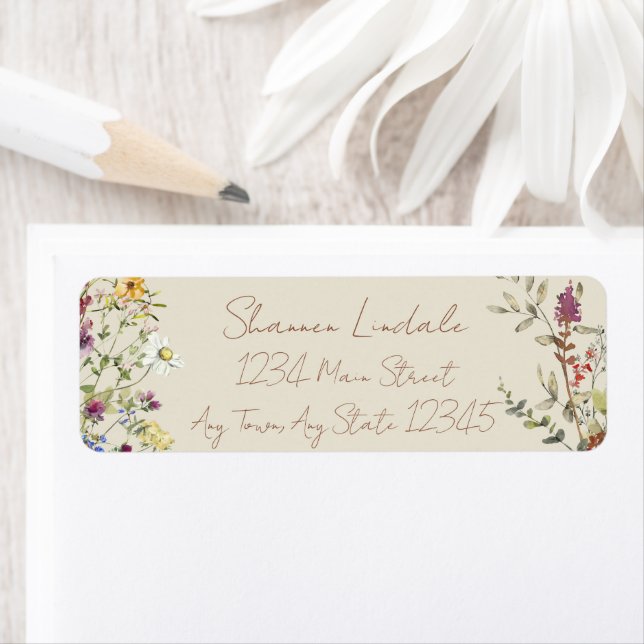 Mariage fleur sauvage Adresse de retour (En situation)