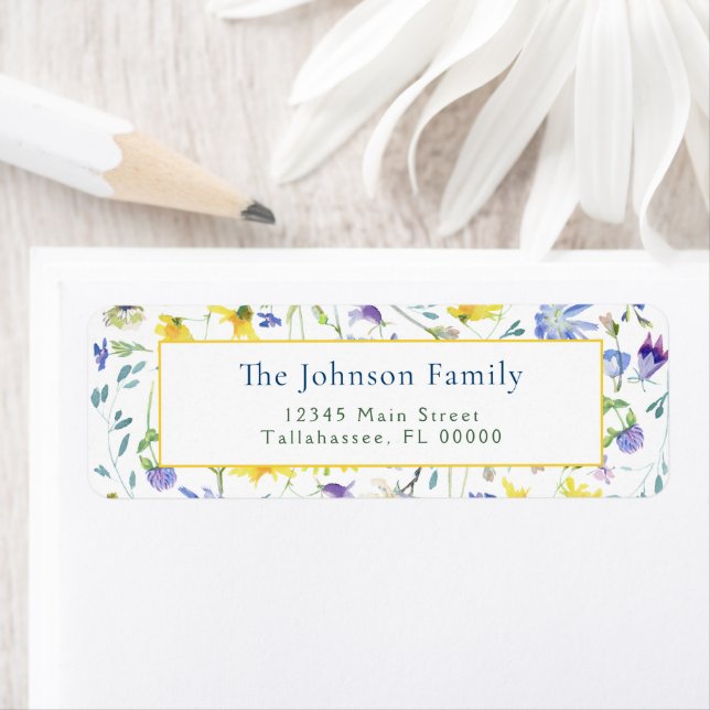 Mariage Fleur sauvage Aquarelle Adresse de retour (En situation)