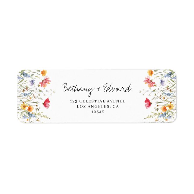 Mariage Fleur sauvage aquarelle Adresse de retour (Devant)